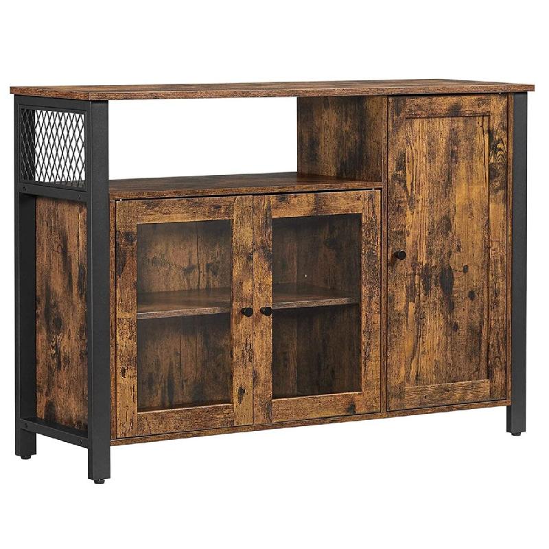 Helloshop26 - Meuble de rangement buffet avec placard 3 portes pour salle à manger salon cuisine 110 x 33 x 75 cm style industriel 12_0006425 - 30002_0