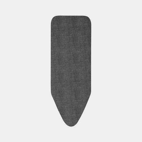 Housse de table à repasser taille C -124 x 45 cm, Housse externe - Denim Black en coton durable pour fers ordinaires et centrales vapeur_0