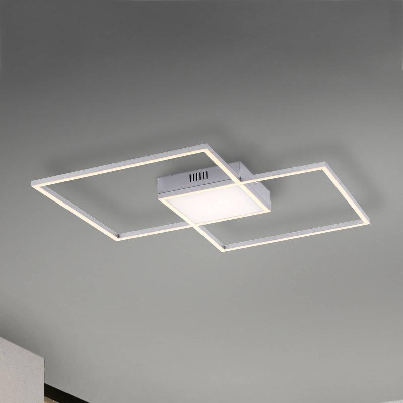 JUST LIGHT. PLAFONNIER LED ASMIN, CCT, ACIER, 60X60 CM