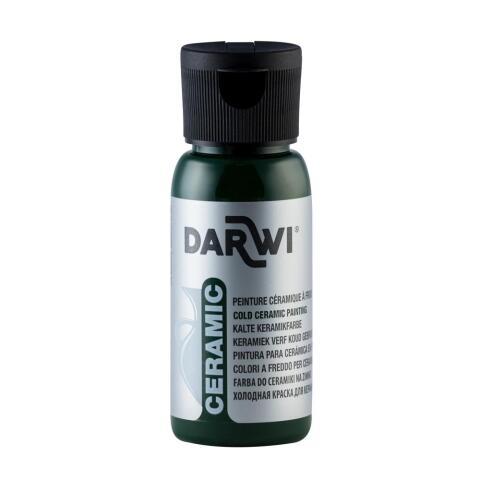LOT DE 4 - DARWI FLACON DE 50 ML DE PEINTURE SUR CÉRAMIQUE À FROID - VERT BOUTEILLE