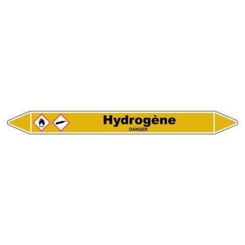 LOT DE 5 - MARQUEUR DE TUYAUTERIE - HYDROGÈNE - NFX 08-105 - VINYLE LAMINÉ 450 X 52 MM