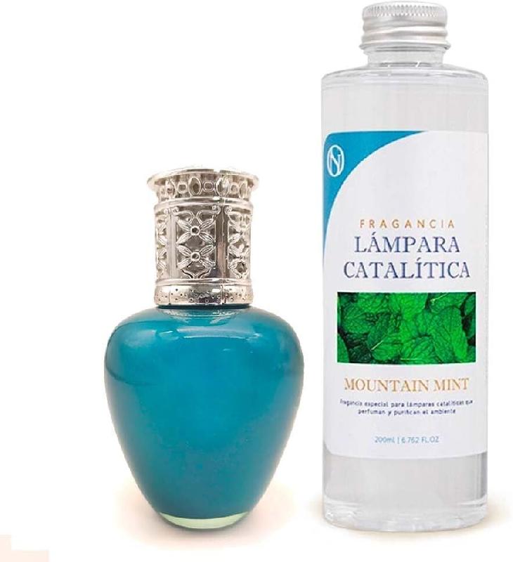 MamaManuela Pack Economie Lampe Catalytique Aqua Marina + Aroma Mountain Mint Fragrance 200ml. Elimine les mauvaises odeurs, parfume et nettoie. - TX-_0
