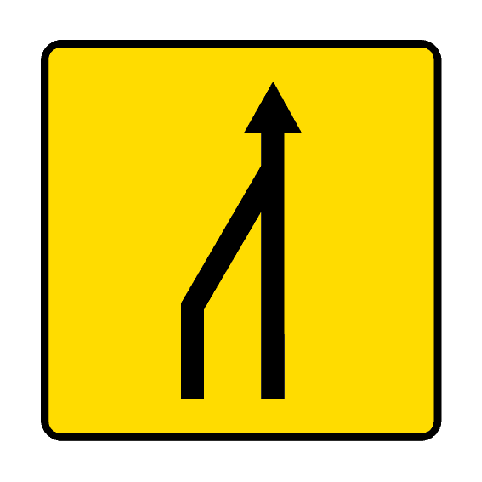 Panneau KD10 - Annonce de la réduction des voies à gauche panneau seul_0