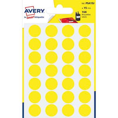 PASTILLES ADHESIVES AVERY - DIAMETRE 15 MM - POUR ECRITURE MANUELLE - JAUNE - SACHET DE 168