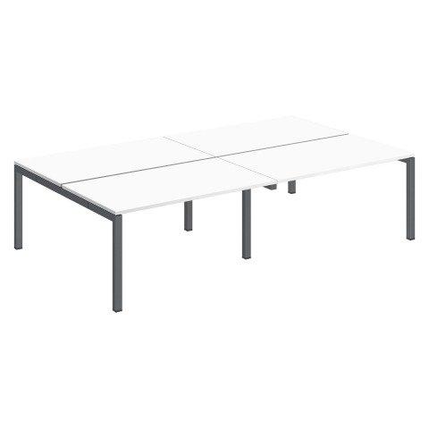 PÔLE 4 BUREAUX DROITS ARKO L 280 X P 168 CM PLATEAUX BLANC PIÈTEMENT MÉTAL ARCHE ANTHRACITE