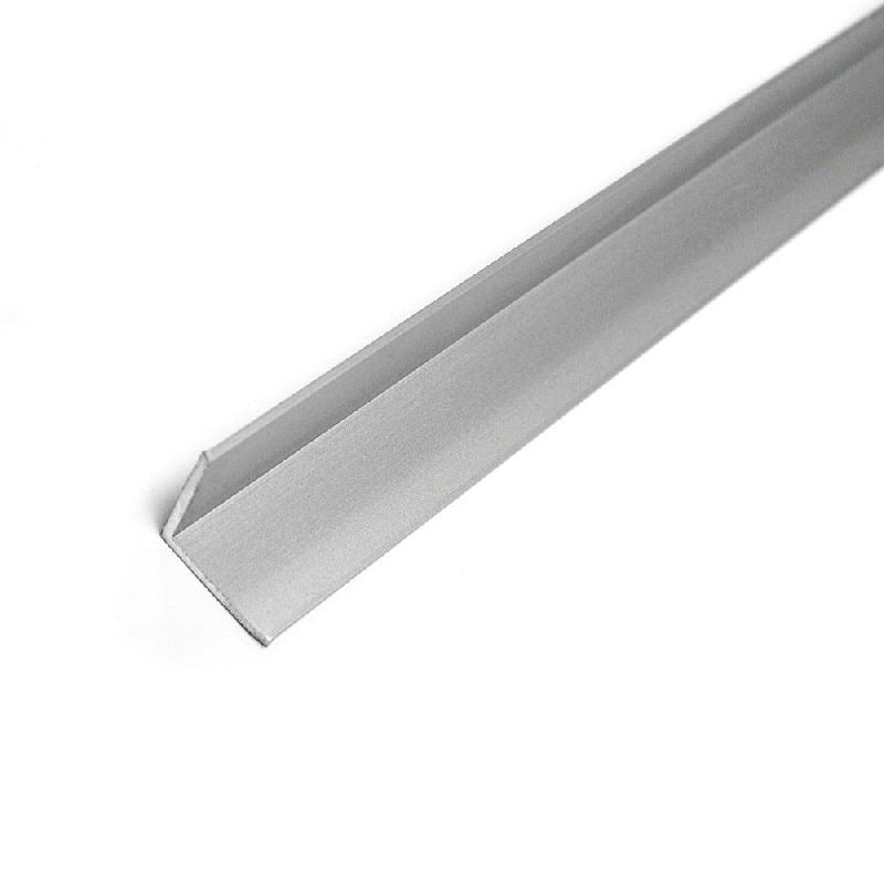 Profil alu 2x2cm - Long. 240cm - Aluminium gris pour finition de panneaux rainurés_0