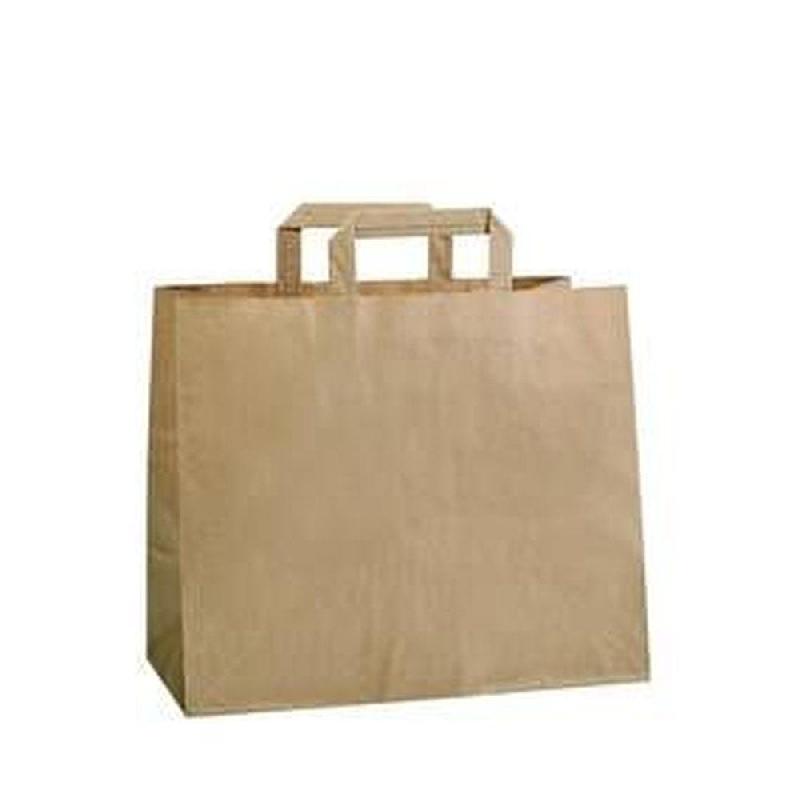 Sac traiteur kraft brun poignées plates 32x22x29cm - par 200 - écologique et moderne_0