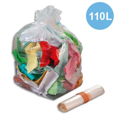 SACS POUBELLES TRANSPARENT - 110 L - 30 MICRONS LOT DE 200 SACS