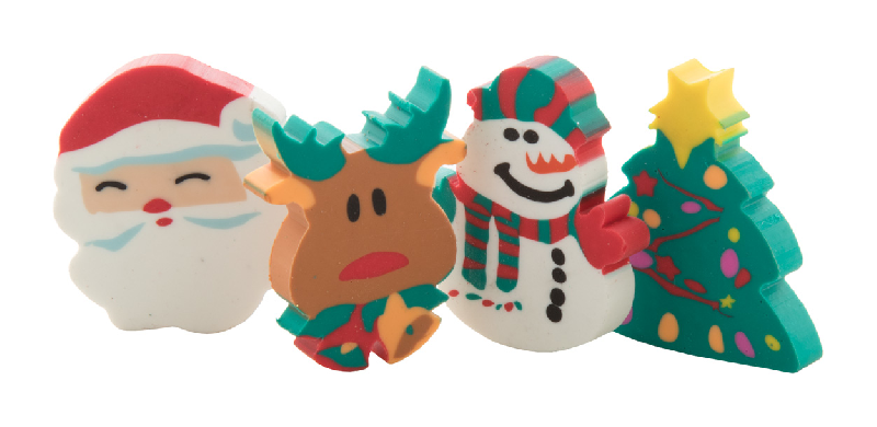 Set de gommes décor Noël - 4 figurines de Noël - Livré dans une pochette en PVC_0