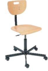 Siège d'atelier Werek - ergonomique, réglable en hauteur, assise et dossier en bois de hêtre verni_0