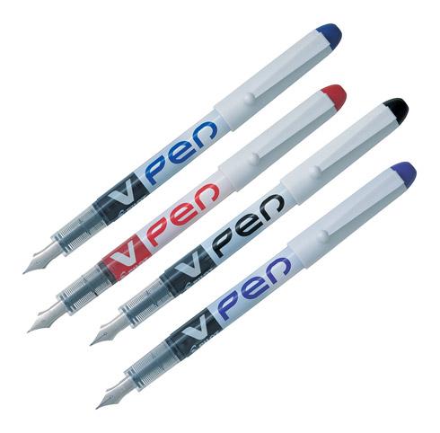 LOT DE 2 - STYLO PLUME PILOT V-PEN ÉCRITURE MOYENNE ROUGE