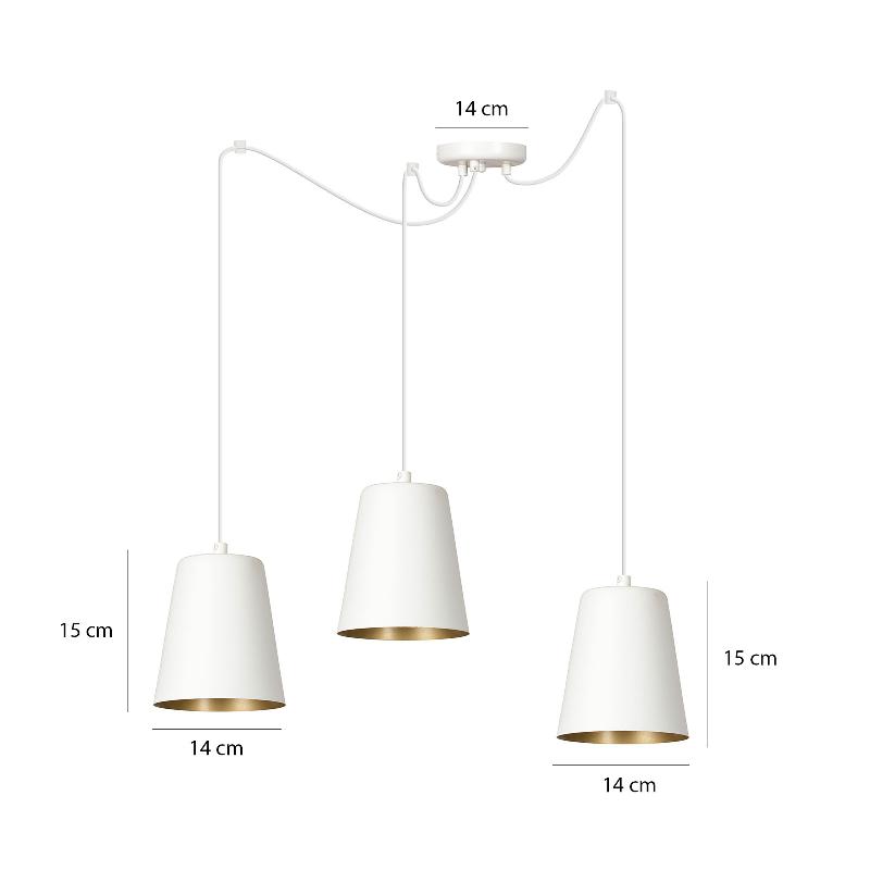 EMIBIG LIGHTING SUSPENSION LINK AVEC 3 ABAT-JOUR, BLANCHE