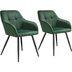 TecTake GmbH Lot 2 chaises rembourrées en velours matelassé et dossier vert foncé -405772 - vert 405772_0