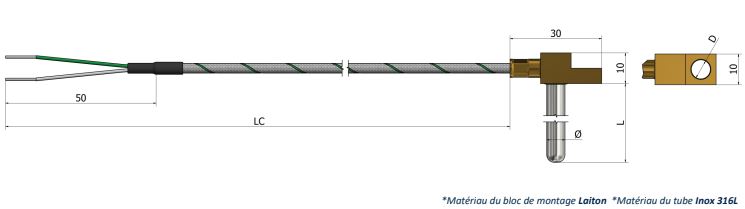 Thermocouple de surface Coudé (à connecter) - TS20_0