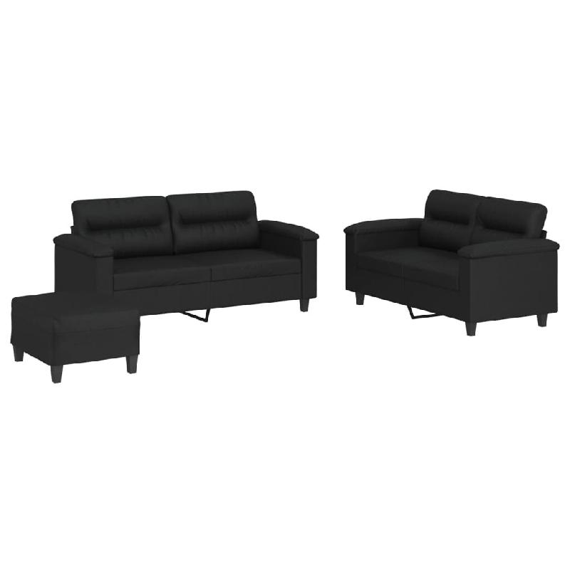 VidaXL Ensemble de canapés 3 pcs avec coussins Noir Similicuir Modèle Termontis - 3202367_0