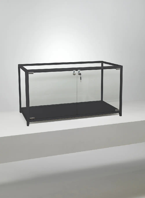 Vitrine à poser KL84VA - aluminium laqué noir - profil carré 25x25 mm - 88x43x43 cm - avec serrure_0