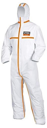 UVEX 9837509 - Combinaison jetable blanc-orange, taille S avec ceinture élastique hypoallergénique_0