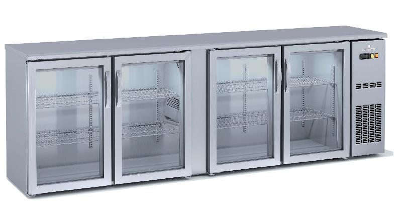 Arrière-bar positif professionnel inox prof 530 hauteur 820 4 portes vitrées battantes - SBIE-250_0