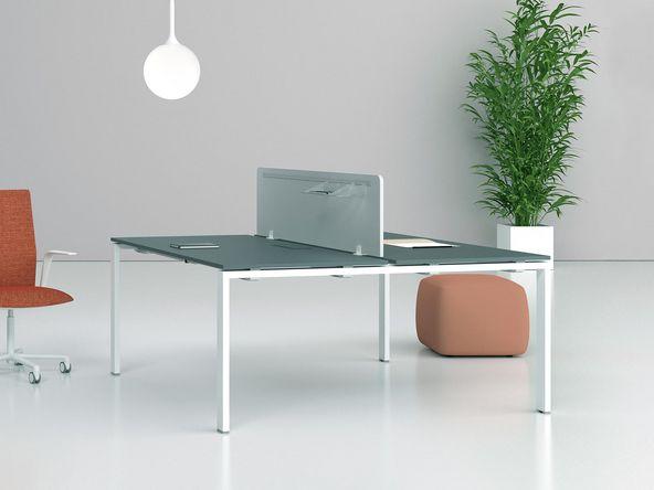 Bureau 2 personnes bois métal moderne_0