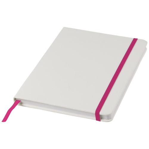 Carnet de notes blanc A5 Spectrum - élastique de couleur, 80 pages, couverture rigide en carton PVC_0
