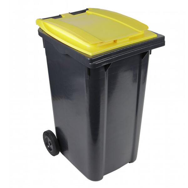 CONTENEUR SULO CITYBAC EN PEHD BAC GRIS COUVERCLE JAUNE 2 ROUES CAPACITÉ 240 LITRES