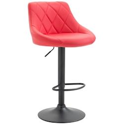 Décoshop26 - Tabouret de bar en synthétique rouge pivotant avec repose-pieds métal noir coutures décoratives TDB10586 - noir 3000413269602_0