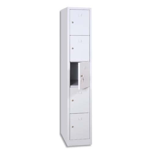 Mt international vestiaire 5 cases 1 colonne en acier blanc, l30 x h180 x p50 cm, case l22xh31,5xp47,5 cm_0