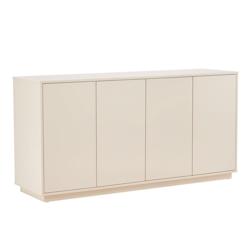 Oviala Business Buffet 4 portes moderne rectangulaire L160 cm écru - blanc Bois massif 113806_0