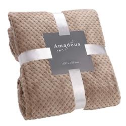 Plaid damier 130x170 taupe -  Marron Rectangle Polyester Amadeus 170x130 cm - marron polyester 3520071439006_0