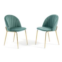 RATTATAN Lot de 2 chaises en velours d’intérieur, rembourrées, pieds en métal, design élégant pour cuisine, salle à manger, restaurant – Ver_0