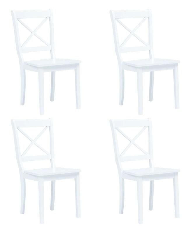 4 Pcs Chaises De Salle A Manger Blanc Bois D Hevea Massif