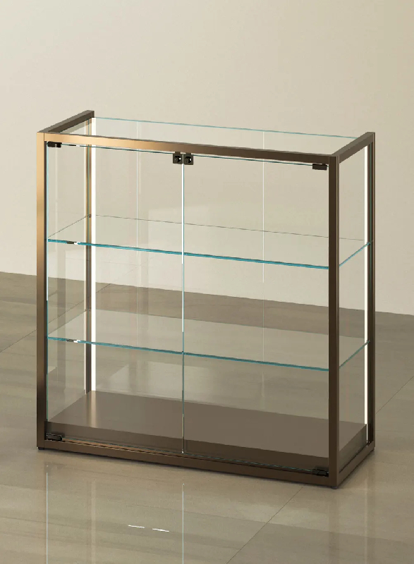 Vitrine TM/95BVA - Gold - Vitrine en verre d'exposition avec LED, serrure et tablettes réglables_0