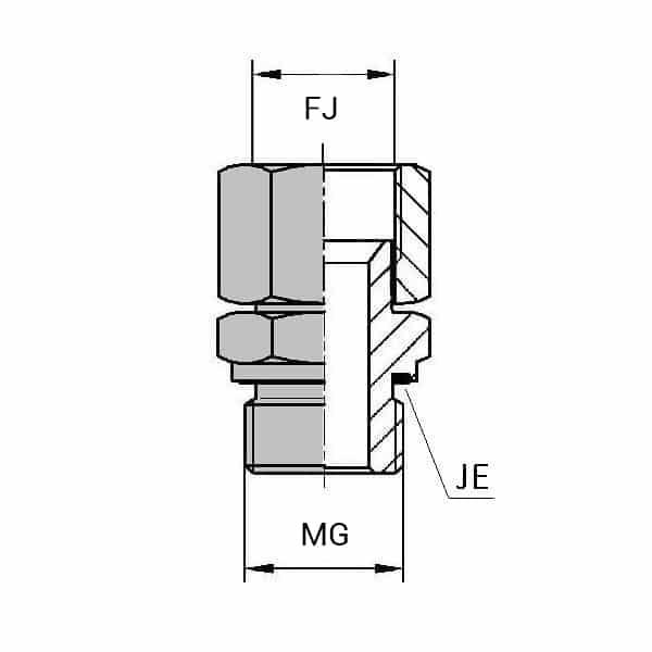 Adaptateurs - Droit femelle tournant JIC - X mâle gaz cylindrique - 1/2' , 11.12 , 1/4' , 13.15_0