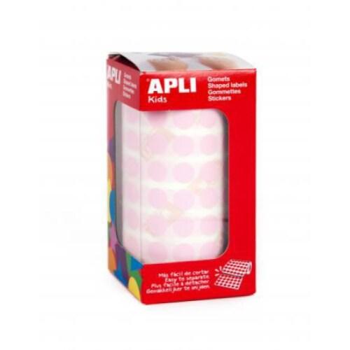 Apli 5192 gommettes rondes, diam. 10,5 mm, en rouleau, coloris rose - 8410782114796_0