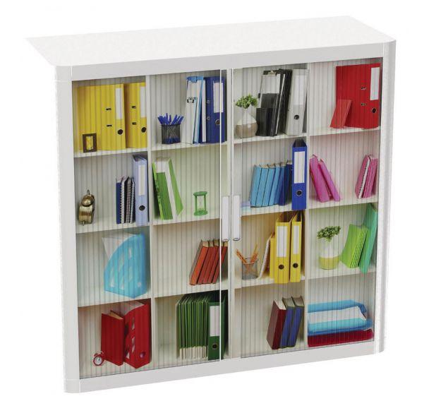 ARMOIRE EASY OFFICE HAUTEUR 104 CM CORPS BLANC RIDEAUX DÉCOR BUREAU - MANUTAN COLLECTIVITÉS