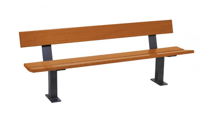 Banc Public Pagode - Nouveauté 2024 - Structure en acier et bois exotique - 1800 mm_0