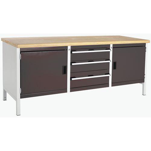 BOTT 1 ETABLI EN HÊTRE CUBIO - 2 PORTES - 5 TIROIRS - L2000MM - BOTT