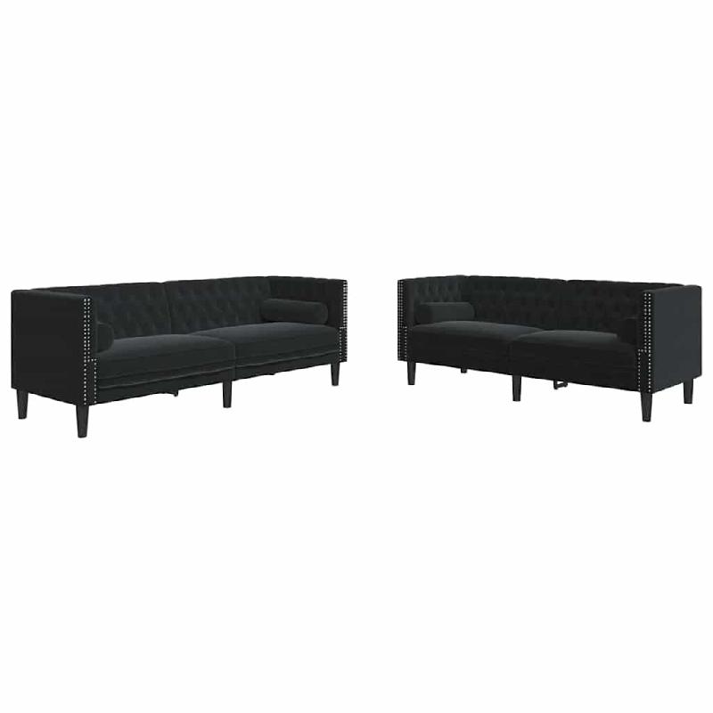 Canapé de salon 2 pcs Noir 194 x 74,5 x 70,5 cm Velours Modèle Vega StudioDesk Confort - Matériau naturel 8721288739827_0