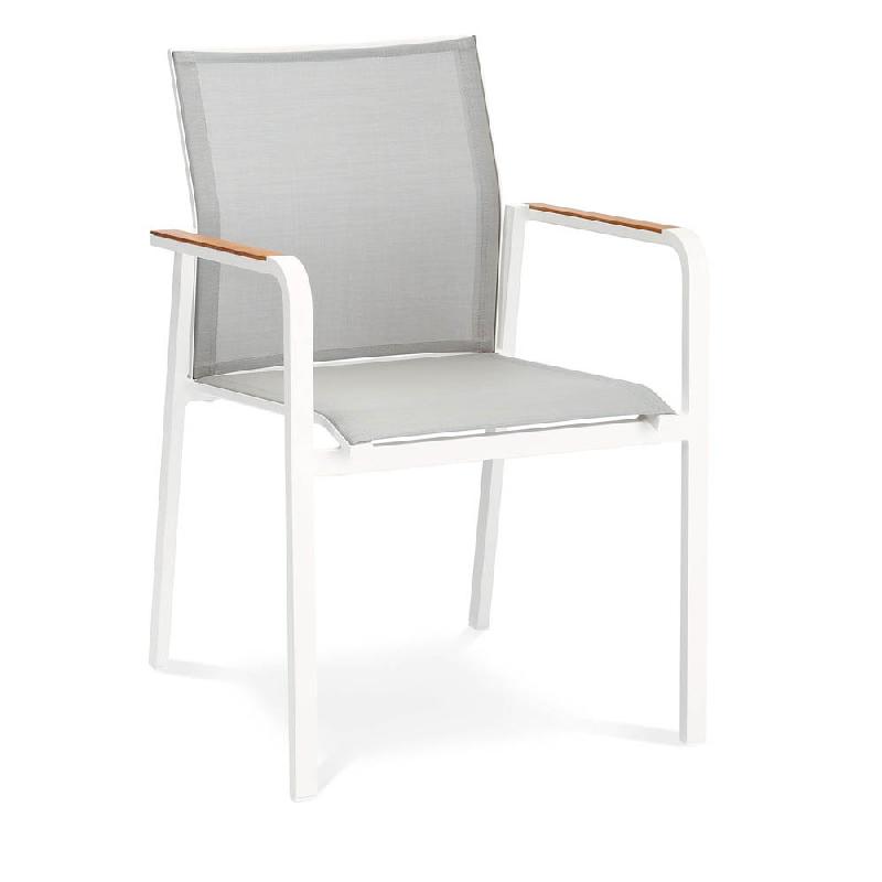 CHAISE À EMPILER PAROS BLANC/GRIS 4 PIÈCES