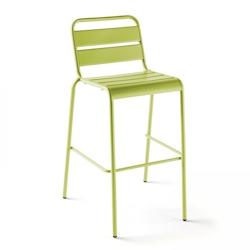 Chaise haute en métal Palavas - Oviala Business - vert acier, robuste et empilable_0