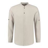 Chavi Warm Grey - Veste de cuisine contemporaine pour homme - Lin de haute qualité - Manches longues retroussables_0