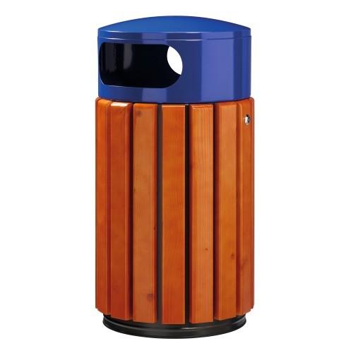 CORBEILLE EXTÉRIEURE BOIS ET MÉTAL - 40 LITRES - BLEU - ZENO ROSSIGNOL
