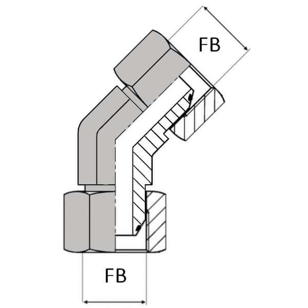 Coude 45° femelle tournant BSP x femelle tournant BSP - 1/4' , 11.44_0