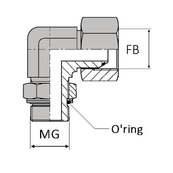 Coude 90° orientable femelle tournant BSP x mâle gaz cylindrique - BCFMCY90404 - Avec joint torique et bague anti-extrusion_0