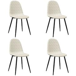 Décoshop26 - Set de 4 chaises de salle à manger design moderne en tissu velours blanc pieds en métal DEC025619 - blanc 3000255350438_0