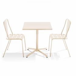 Oviala Business Ensemble table inclinable de terrasse et 2 chaises ivoire - Oviala - beige acier 109475_0