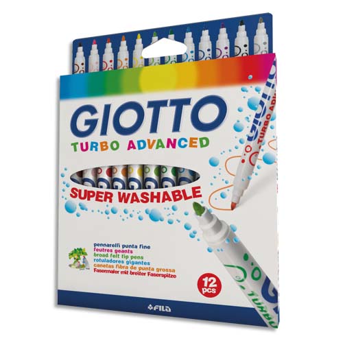 ETUI 12 FEUTRES DE COLORIAGE TURBO ADVANCED POINTE MOYENNE. COLORIS ASSORTIS EXTRA BRILLANT - LOT DE 5