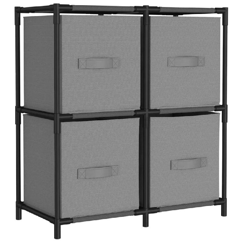 Helloshop26 - Armoire de rangement avec 4 paniers en tissu 63 x 30 x 71 cm légère et stable design épuré en acier gris 02_0046934 - gris acier 300_0