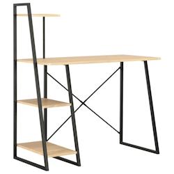 Helloshop26 - Bureau table poste de travail meuble d'ordinateur informatique étude avec étagère et chêne 102 x 50 x 117 cm noir 02_0023479 - 30002_0