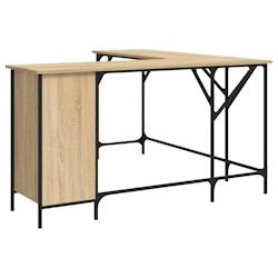 Helloshop26 - Bureau table poste de travail meuble d'ordinateur informatique étude chêne sonoma 141 x 141 x 75 cm bois d'ingénierie 02_0023657 - 30_0